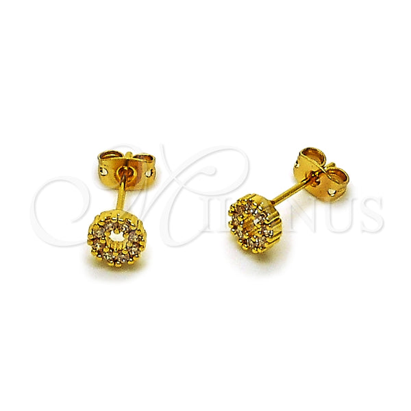 Arete Dormilona 02.342.0368 Oro Laminado, con Zirconia Cubica Blanca, Pulido, Tono Dorado