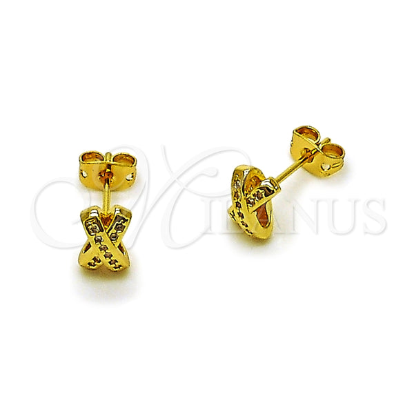 Arete Dormilona 02.342.0369 Oro Laminado, con Micro Pave Blanca, Pulido, Tono Dorado