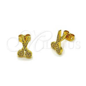 Arete Dormilona 02.342.0370 Oro Laminado, con Micro Pave Blanca, Pulido, Tono Dorado