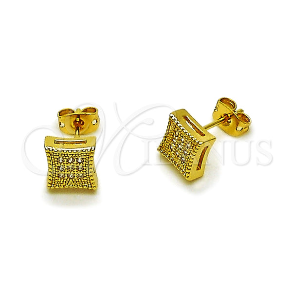 Arete Dormilona 02.342.0371 Oro Laminado, con Micro Pave Blanca, Pulido, Tono Dorado