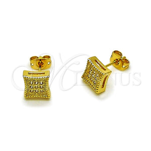 Arete Dormilona 02.342.0371 Oro Laminado, con Micro Pave Blanca, Pulido, Tono Dorado