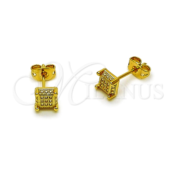 Arete Dormilona 02.342.0372 Oro Laminado, con Micro Pave Blanca, Pulido, Tono Dorado