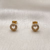 Arete Dormilona 02.342.0373 Oro Laminado, Diseño de Corazón, con Micro Pave Blanca, Pulido, Tono Dorado