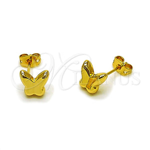 Arete Dormilona 02.342.0377 Oro Laminado, Diseño de Mariposa, Pulido, Tono Dorado