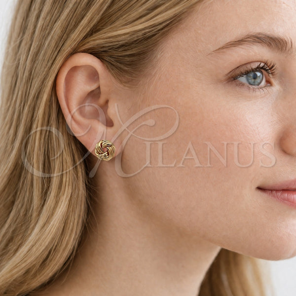 Arete Dormilona 02.342.0379 Oro Laminado, Diseño de Nudo, Pulido, Tono Dorado