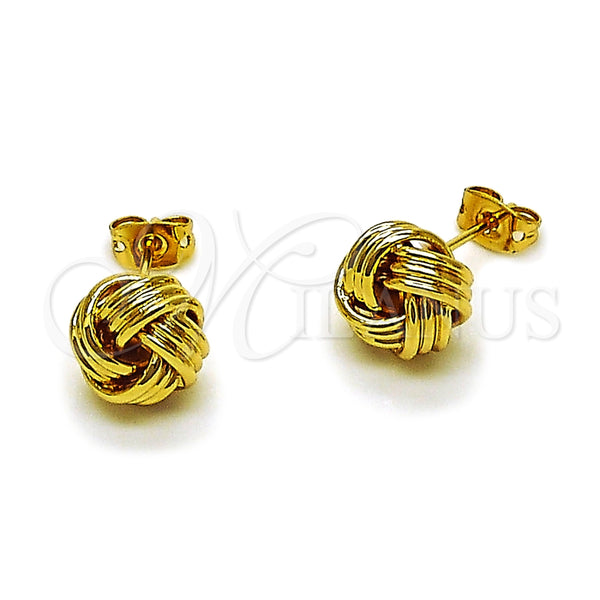 Arete Dormilona 02.342.0379 Oro Laminado, Diseño de Nudo, Pulido, Tono Dorado