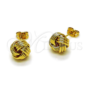Arete Dormilona 02.342.0379 Oro Laminado, Diseño de Nudo, Pulido, Tono Dorado