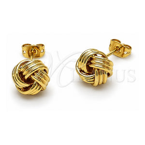 Arete Dormilona 02.342.0379 Oro Laminado, Diseño de Nudo, Pulido, Tono Dorado