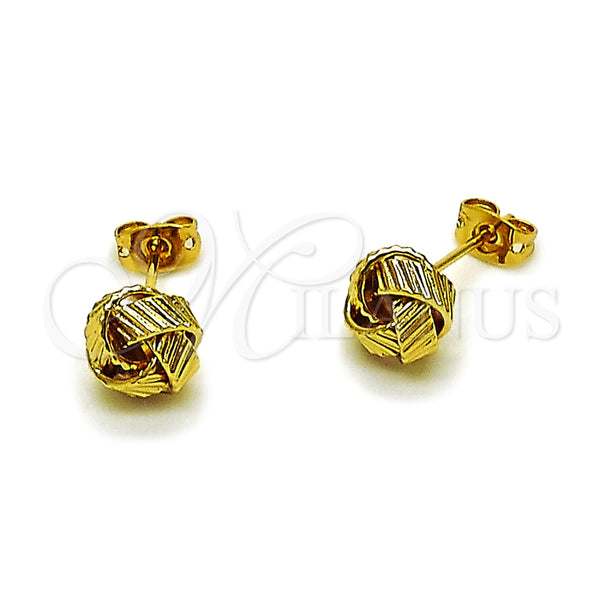 Arete Dormilona 02.342.0380 Oro Laminado, Diseño de Nudo, Diamantado, Tono Dorado