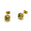 Arete Dormilona 02.342.0380 Oro Laminado, Diseño de Nudo, Diamantado, Tono Dorado