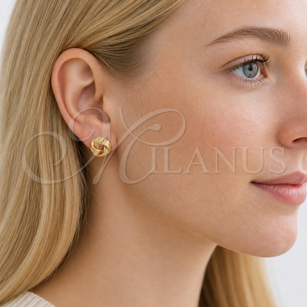 Arete Dormilona 02.342.0381 Oro Laminado, Diseño de Nudo, Pulido, Tono Dorado