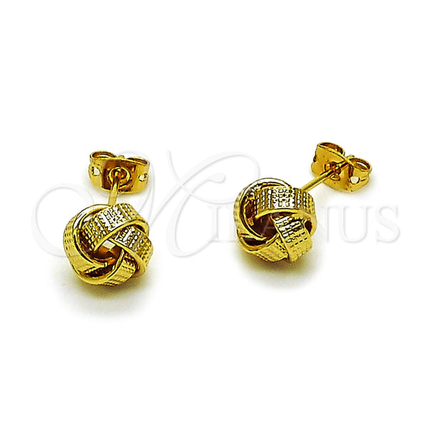 Arete Dormilona 02.342.0381 Oro Laminado, Diseño de Nudo, Pulido, Tono Dorado