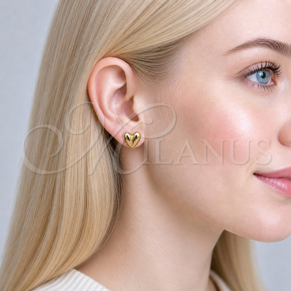 Arete Dormilona 02.342.0382 Oro Laminado, Diseño de Corazón, Pulido, Tono Dorado