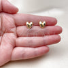 Arete Dormilona 02.342.0382 Oro Laminado, Diseño de Corazón, Pulido, Tono Dorado