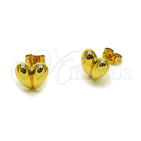 Arete Dormilona 02.342.0382 Oro Laminado, Diseño de Corazón, Pulido, Tono Dorado