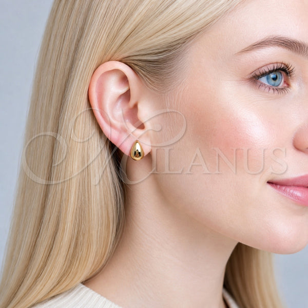 Arete Dormilona 02.342.0383 Oro Laminado, Diseño de Gota, Pulido, Tono Dorado