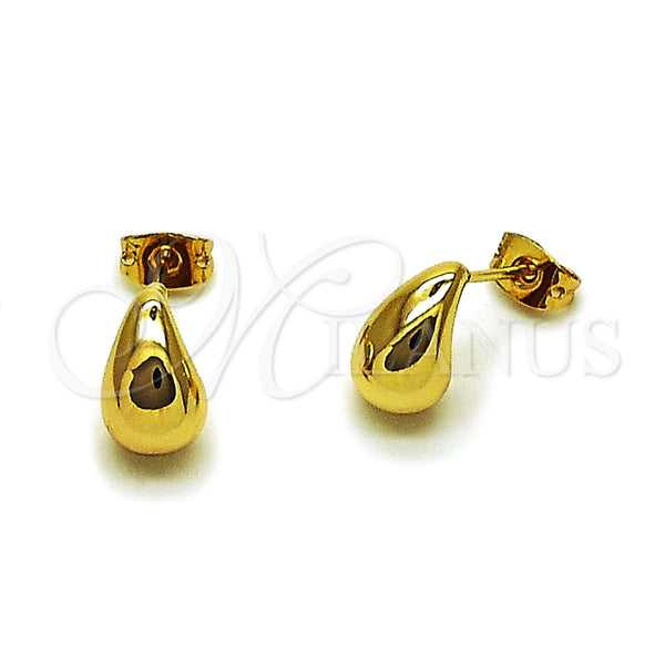 Arete Dormilona 02.342.0383 Oro Laminado, Diseño de Gota, Pulido, Tono Dorado
