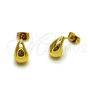 Arete Dormilona 02.342.0383 Oro Laminado, Diseño de Gota, Pulido, Tono Dorado