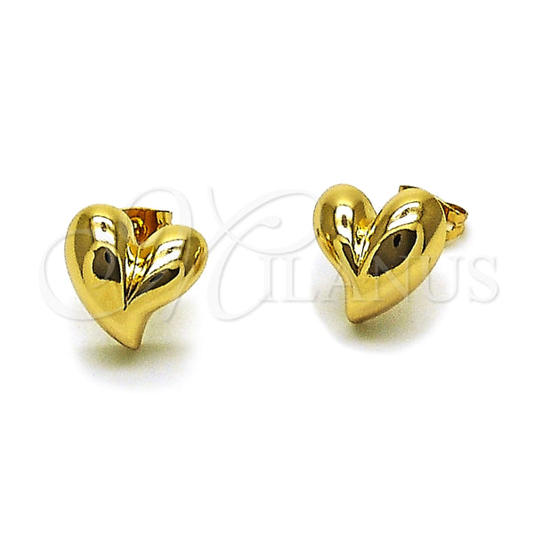 Arete Dormilona 02.342.0384 Oro Laminado, Diseño de Corazón, Pulido, Tono Dorado