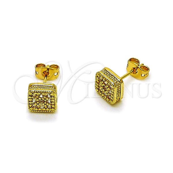 Arete Dormilona 02.342.0385 Oro Laminado, con Zirconia Cubica Blanca, Pulido, Tono Dorado