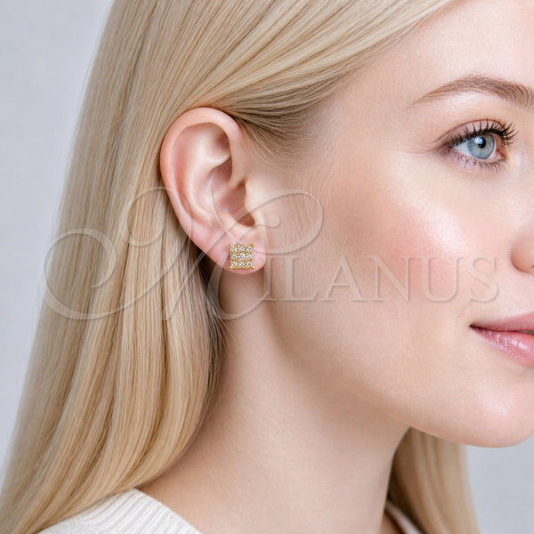 Arete Dormilona 02.342.0386 Oro Laminado, con Zirconia Cubica Blanca, Pulido, Tono Dorado