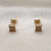 Arete Dormilona 02.342.0386 Oro Laminado, con Zirconia Cubica Blanca, Pulido, Tono Dorado