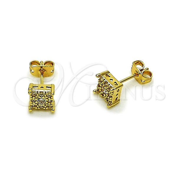 Arete Dormilona 02.342.0386 Oro Laminado, con Zirconia Cubica Blanca, Pulido, Tono Dorado