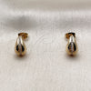 Arete Dormilona 02.342.0387 Oro Laminado, Diseño de Gota, con Micro Pave Blanca, Pulido, Tono Dorado