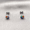 Arete Dormilona 02.342.0389.1 Rodio Laminado, Diseño de Trébol de Cuatro Hojas, con Zirconia Cubica Multicolor y Blanca, Pulido, Rodinado