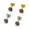 Arete Dormilona 02.342.0389.1 Rodio Laminado, Diseño de Trébol de Cuatro Hojas, con Zirconia Cubica Multicolor y Blanca, Pulido, Rodinado