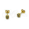 Arete Dormilona 02.342.0392 Oro Laminado, Diseño de Bola, con Micro Pave Multicolor, Pulido, Tono Dorado