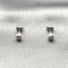 Arete Dormilona 02.342.0392.1 Rodio Laminado, Diseño de Bola, con Micro Pave Multicolor, Pulido, Rodinado