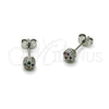 Arete Dormilona 02.342.0392.1 Rodio Laminado, Diseño de Bola, con Micro Pave Multicolor, Pulido, Rodinado