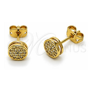 Arete Dormilona 02.342.0393 Oro Laminado, con Micro Pave Blanca, Pulido, Tono Dorado