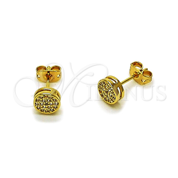 Arete Dormilona 02.342.0393 Oro Laminado, con Micro Pave Blanca, Pulido, Tono Dorado