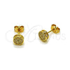 Arete Dormilona 02.342.0393 Oro Laminado, con Micro Pave Blanca, Pulido, Tono Dorado