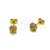 Arete Dormilona 02.342.0395 Oro Laminado, Diseño de Nudo y Bola, con Micro Pave Blanca, Pulido, Tono Dorado