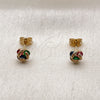 Arete Dormilona 02.342.0396 Oro Laminado, Diseño de Nudo, con Zirconia Cubica Multicolor, Pulido, Tono Dorado
