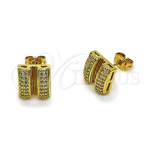 Arete Dormilona 02.342.0397 Oro Laminado, con Micro Pave Blanca, Pulido, Tono Dorado