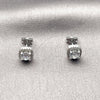 Arete Dormilona 02.342.0404 Rodio Laminado, Diseño de Cluster, con Zirconia Cubica Blanca y Micro Pave Blanca, Pulido, Rodinado
