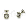 Arete Dormilona 02.342.0404 Rodio Laminado, Diseño de Cluster, con Zirconia Cubica Blanca y Micro Pave Blanca, Pulido, Rodinado