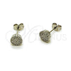 Arete Dormilona 02.342.0406 Rodio Laminado, Diseño de Cluster, con Micro Pave Blanca, Pulido, Rodinado