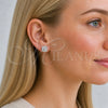 Arete Dormilona 02.342.0407 Rodio Laminado, Diseño de Cruz, con Micro Pave Blanca, Pulido, Rodinado