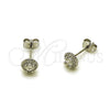 Arete Dormilona 02.342.0411.1 Rodio Laminado, Diseño de Cluster, con Zirconia Cubica Blanca y Micro Pave Blanca, Pulido, Rodinado