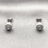 Arete Dormilona 02.342.0412 Rodio Laminado, Diseño de Cluster, con Zirconia Cubica Blanca y Micro Pave Blanca, Pulido, Rodinado