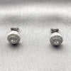 Arete Dormilona 02.342.0413 Rodio Laminado, Diseño de Cluster, con Zirconia Cubica Blanca y Micro Pave Blanca, Pulido, Rodinado