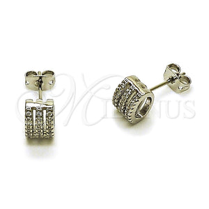 Arete Dormilona 02.342.0416 Rodio Laminado, con Micro Pave Blanca, Pulido, Rodinado