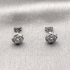 Arete Dormilona 02.342.0423 Rodio Laminado, Diseño de Nudo, con Micro Pave Blanca, Pulido, Rodinado