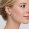 Arete Dormilona 02.342.0425 Oro Laminado, Diseño de Corazón, con Micro Pave Blanca, Pulido, Tono Dorado
