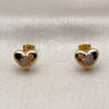 Arete Dormilona 02.342.0425 Oro Laminado, Diseño de Corazón, con Micro Pave Blanca, Pulido, Tono Dorado